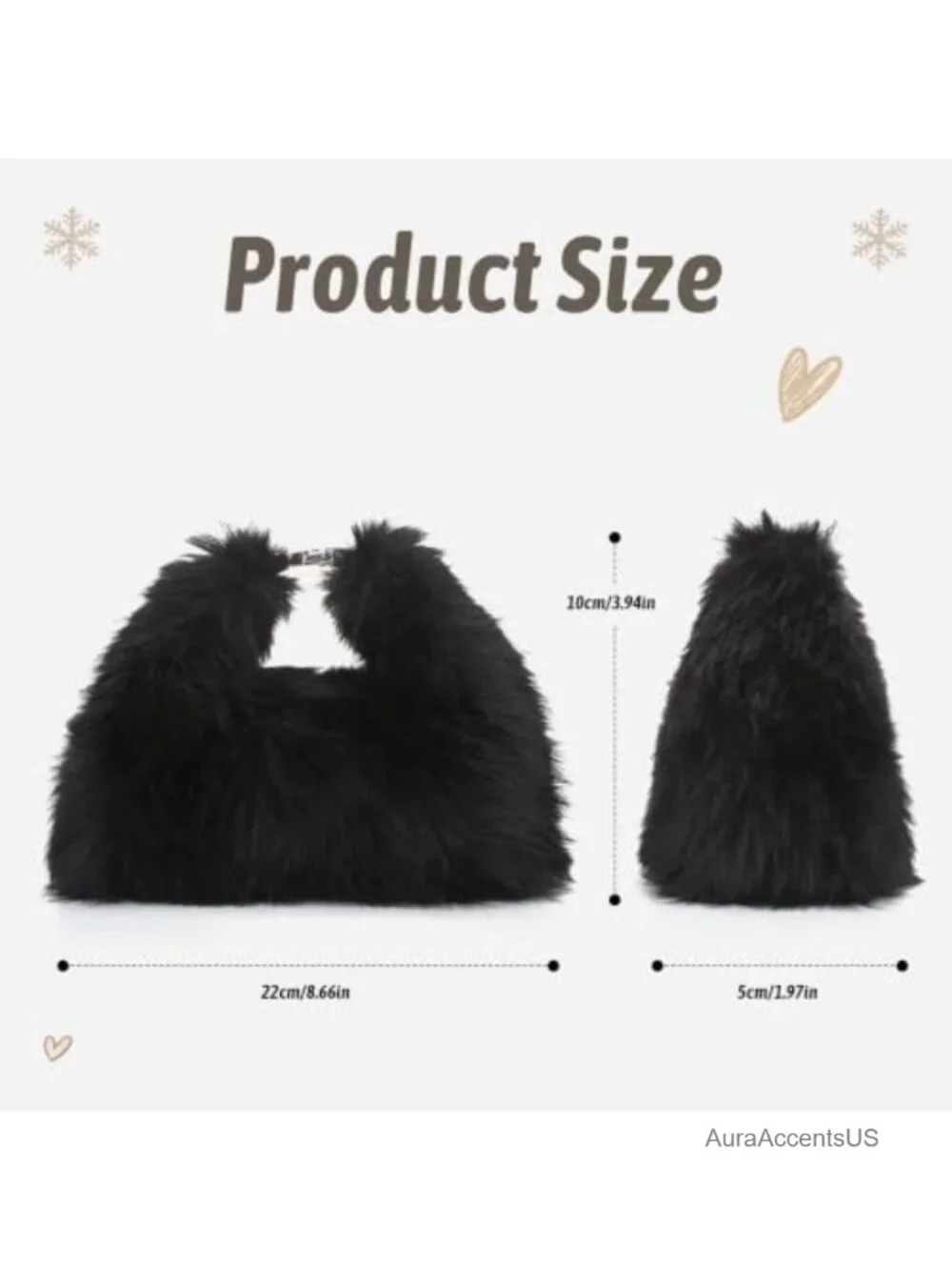 Faux Fur Hobo Bag Women Soft Plush Fuzzy Shoulder Crossbody Purse Winter